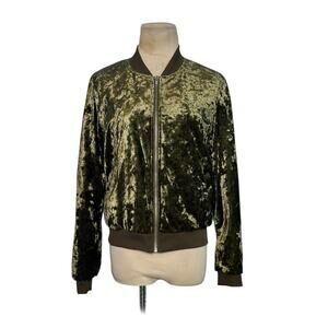 Forever 21 green velvet full zipper jacket size Small
